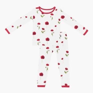 New Kyte BABY Kids Cloud Poppies Fitted Two-Piece Pajamas Set Size 4T